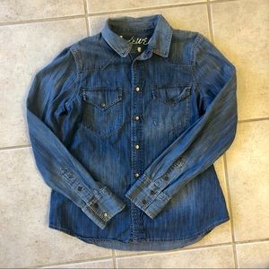Madewell snap western chambray shirt M